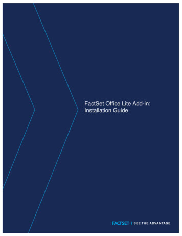 FactSet Office Lite Add-in: Installation Guide