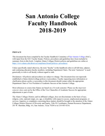 San Antonio College Faculty Handbook 2018-2019 - Alamo.edu