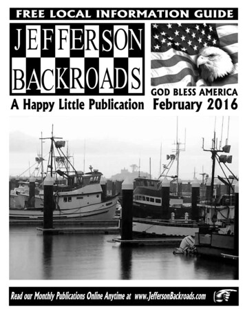 FREE LOCAL INFORMATION GUIDE EFERSON ACKROADS - Jefferson Backroads