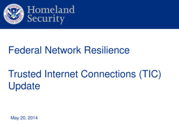 Federal Network Resilience Trusted Internet Connections (TIC . - NITRD