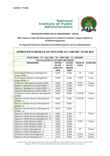 APPROVED SCHEDULE OF FEES FOR ACCADEMIC YEAR 2021 - Nipa