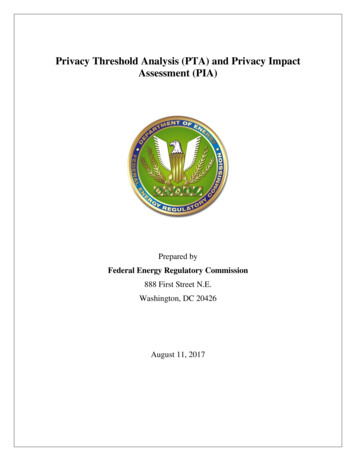 Privacy Threshold Analysis (PTA) And Privacy Impact Assessment (PIA)