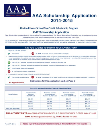 AAA Scholarship Application 2014-2015