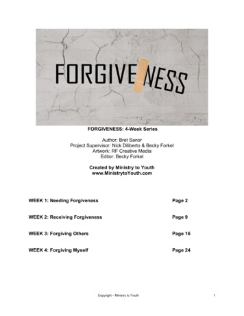 FORGIVENESS: 4-Week Series - Ministry To Youth