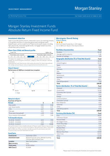 Morgan Stanley Investment Funds Absolute Return Fixed Income Fund