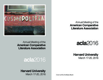 Annual Meeting Of The American Comparative Literature Association - ACLA