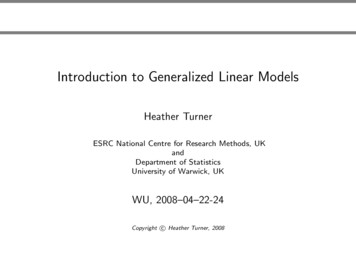 Introduction To Generalized Linear Models - WU