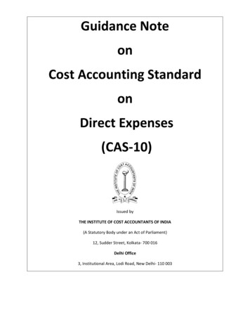 Guidance Note On Cost Accounting Standard On Direct Expenses . - Icmai.in