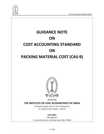 GUIDANCE NOTE ON COST ACCOUNTING STANDARD ON PACKING . - Icmai.in