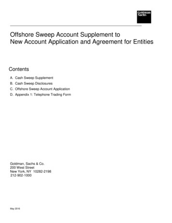 Offshore Sweep Account Supplement To New Account . - Goldman Sachs