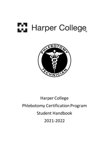 Harper College Phlebotomy Certification Program Student Handbook 2021-2022