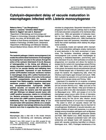 Cytolysin-dependent Delay Of Vacuole Maturation In Macrophages Infected .
