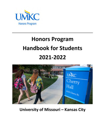 Honors Program Handbook For Students 2021-2022 - Honors.umkc.edu