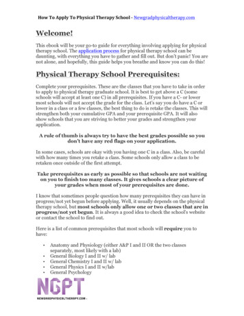 Welcome! Physical Therapy School Prerequisites