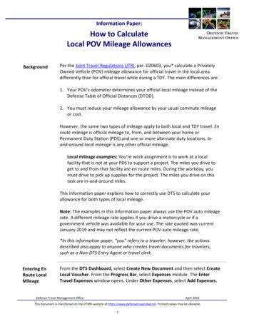 Information Paper: How To Calculate D T M O Local POV Mileage Allowances