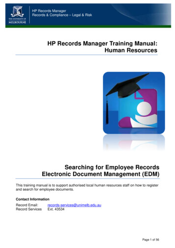 HR Records Manager Training Manual