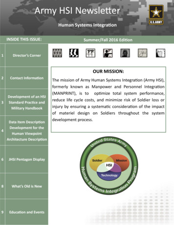 Army HSI Newsletter