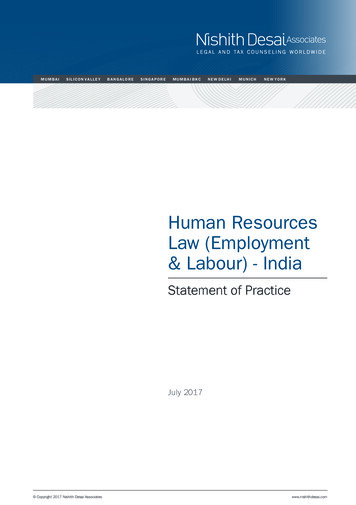 Human Resources Law (Employment & Labour) - India - Nishith Desai