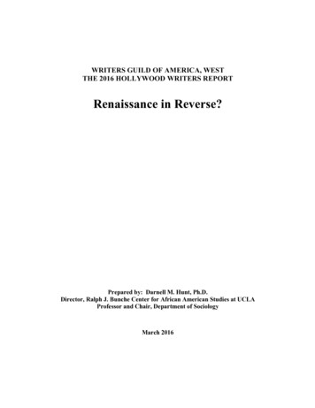 Renaissance In Reverse? - Writers Guild Of America West