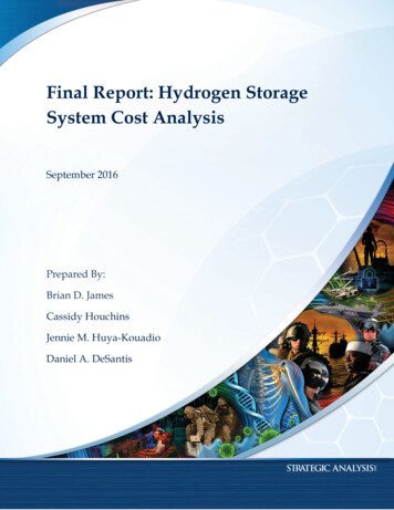 Final Report: Hydrogen Storage System Cost Analysis - WELCOME TO THE .