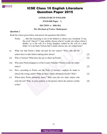ICSE Class 10 English Literature Question Paper 2015 - Byju's