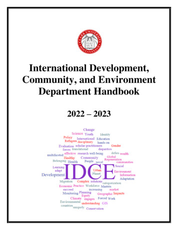International Development, Community, And Environment Department Handbook