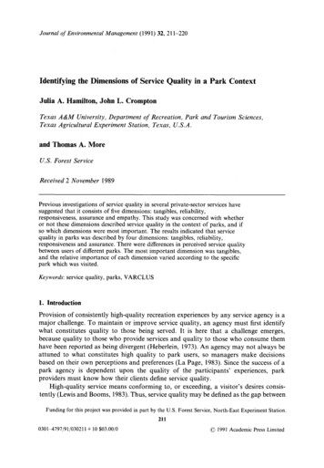 Identifying The Dimensions Of Service Quality In A Park Context