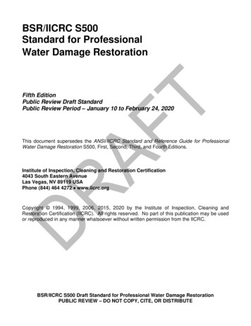 BSR/IICRC S500 Standard For Professional Water Damage Restoration