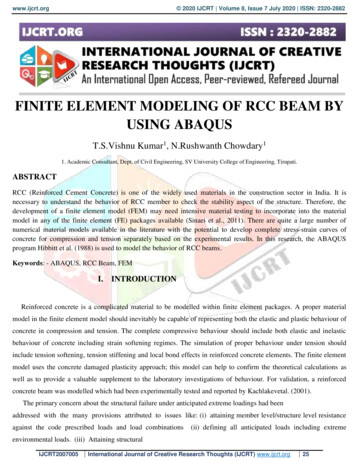 Finite Element Modeling Of Rcc Beam By Using Abaqus - Ijcrt