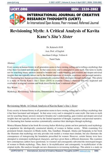 Revisioning Myth: A Critical Analysis Of Kavita - IJCRT