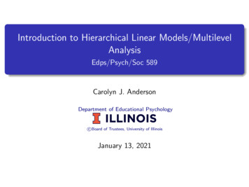 Introduction To Hierarchical Linear Models/Multilevel Analysis - Edps .