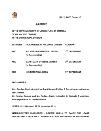 [2013] JMCC Comm. 17 JUDGMENT IN THE SUPREME COURT OF JUDICATURE OF .