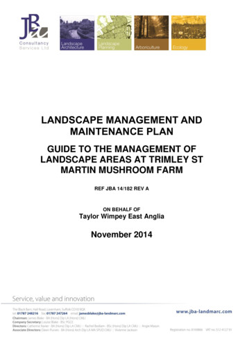 LANDSCAPE MANAGEMENT AND MAINTENANCE PLAN - One Suffolk