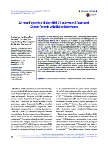 Stromal Expression Of MicroRNA-21 In Advanced Colorectal Cancer .