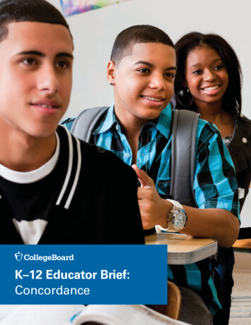 K-12 Educator Brief: SAT Concordance SAT Suite Of Assessments - The .