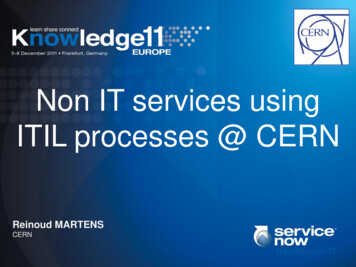 Non IT Services Using ITIL Processes @ CERN