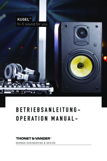 Betriebsanleitung- Operation Manual-
