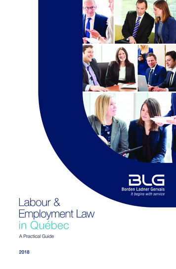 Labour AndEmployment Law In Québec - BLG