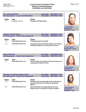 Lucas County Corrections Center Page 1 Of 29 06/08/2022 01:12 Offenders .