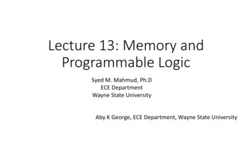 Lecture 13: Memory And Programmable Logic - Wayne State University