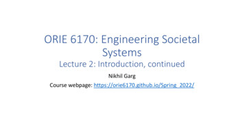 ORIE 6170: Engineering Societal Systems