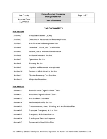 Comprehensive Emergency Page 1 Of 7 Management Plan Table Of Contents .