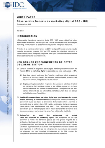 WHITE PAPER Observatoire Français Du Marketing Digital SAS / IDC .