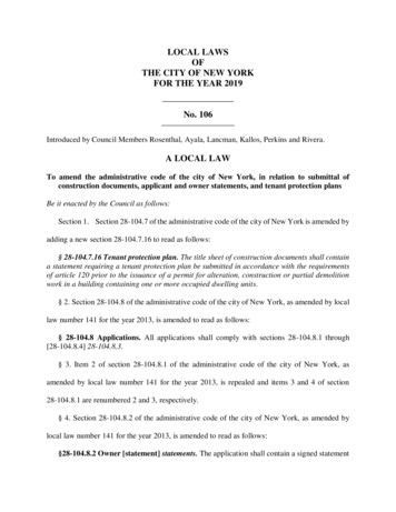 Local Law 106 Of 2019 - New York City
