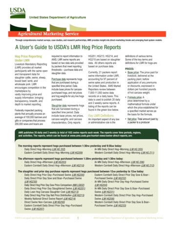 A User's Guide To USDA's LMR Hog Price Reports