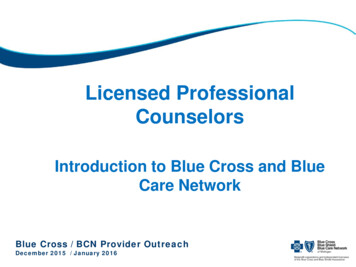 Licensed Professional Counselors - Introducation To Blue Cross . - BCBSM
