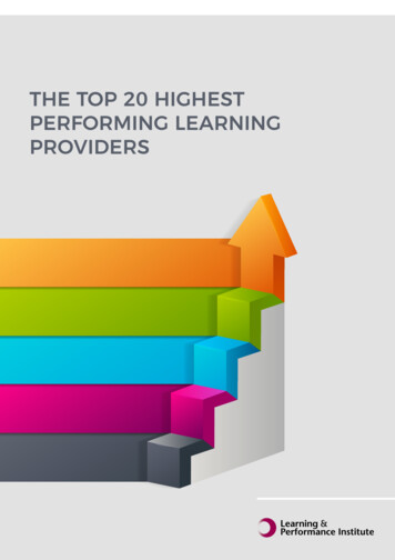 THE TOP 20 HIGHEST PERFORMING LEARNING PROVIDERS - Acuma Solutions