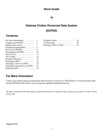 Short Guide To Defense Civilian Personnel Data System (DCPDS)