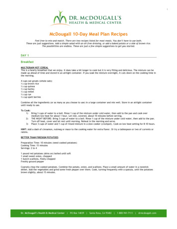 McDougall 10-Day Meal Plan Recipes - Paleo & Zone Nutrition