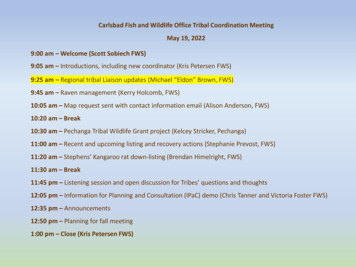 Carlsbad Fish And Wildlife Office Tribal Coordination Meeting May 19 .